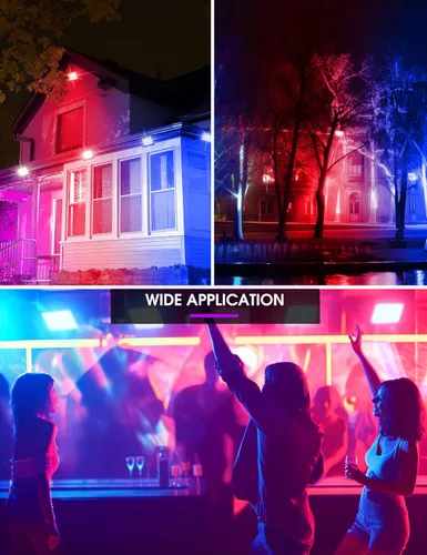 Vista 7 de L LOHAS LED Luz de Inundación LED RGB para Exteriores, 25W Luces de Fiesta DIY que Cambian de Color con Control Remoto, Luz de Patio
