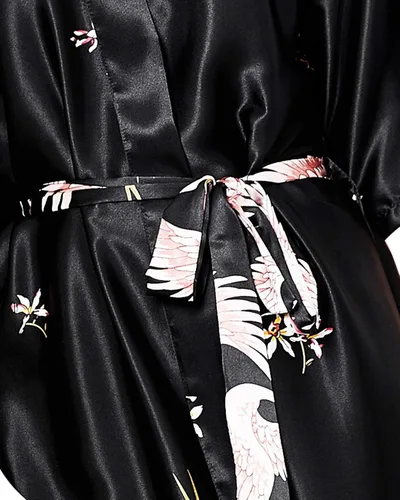 Vista 3 de Miureal Kimono Batas para mujer de satén de seda larga suave y ligera impresión camisón bata para dama de honor, spa, casa