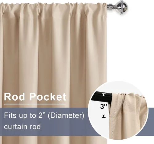 Vista 5 de JIUZHEN Cortinas opacas para dormitorio, con aislamiento térmico y bolsillo para barra, cortinas para sala de estar, juego de 2 paneles de 38 x 45
