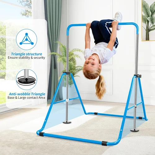 Vista 8 de Gymnastics Bar for Kids, Folding Gymnastic Horizontal Bars with Adjustable Height, Expandable Junior Training Bar for Home