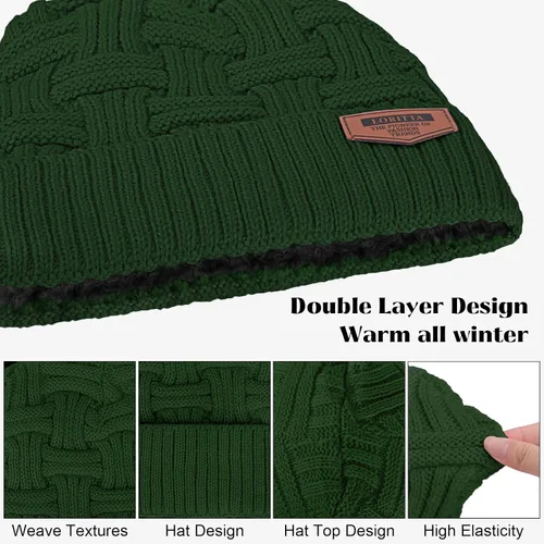 Vista 76 de Loritta Gorro de invierno cálido de punto grueso y holgado para hombre