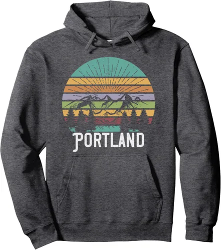 Vista 5 de PORTLAND OREGON - Sudadera con capucha estilo retro vintage de los años 70 y 80, Negro, S