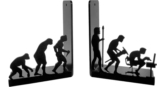 Vista 6 de Sujetalibros decorativos de metal Human Evolution para libros pesados y biblioteca