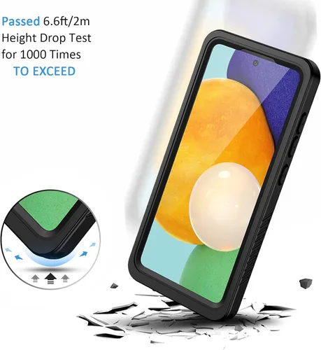 Vista 4 de Lanhiem Funda para Samsung Galaxy A52, IP68 impermeable a prueba de polvo con protector de pantalla integrado, funda protectora de cuerpo completo