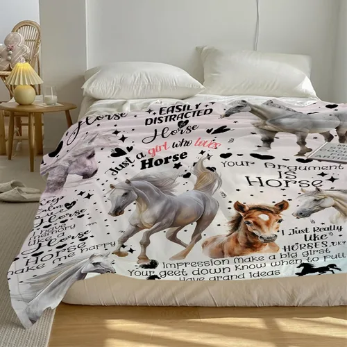 Vista 8 de Manta de caballos regalos para niñas y niños, manta de caballo regalos para decoración de bebé, manta de felpa suave y ligera de franela polar