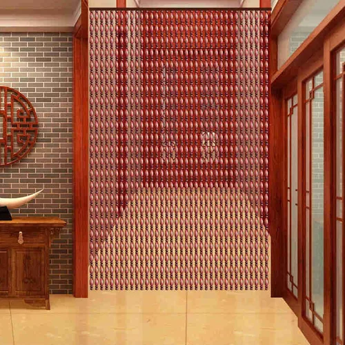 Vista 4 de Cortinas con cuentas de madera natural para puerta, cortina de cuentas de cuerda para puertas de mosca, cortina para colgar en la pared, división