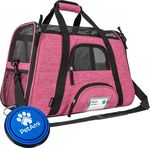 Vista 29 de PetAmi Transportador de mascotas aprobado por aerolíneas para gatos, transportador de perros de lados suaves para perros pequeños, suministros
