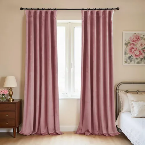 Vista 10 de Cortinas de terciopelo con trabilla trasera de 52 x 63 pulgadas de color naranja quemado de KOUFALL