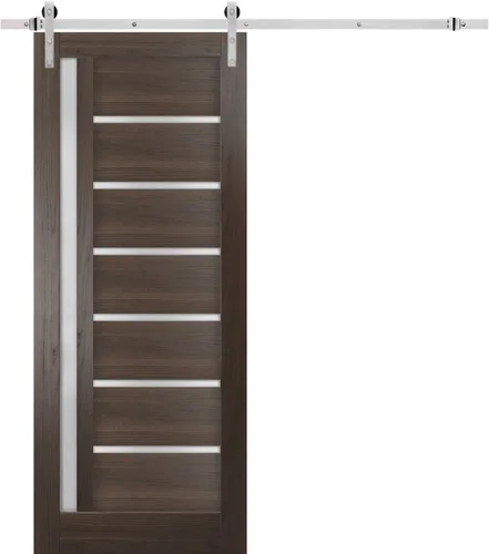 Vista 22 de SARTODOORS Puerta corredera de granero de 18 x 80 pulgadas Quadro 4088 Blanco / Negro Puerta de granero individual Herrajes MDF incluidos