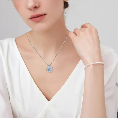 Vista 5 de 6 * 4mm Oval-Cut Birthstone Necklace for Women - 925 Sterling Silver Sunshine Pendant Birthstone Necklace for Girls Teens Mom with Lobster Design