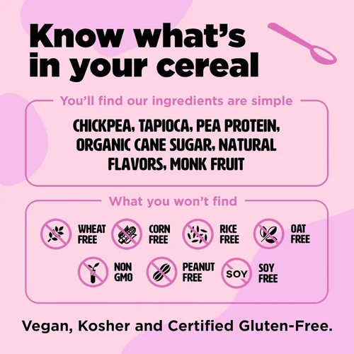 Vista 5 de Three Wishes Grain-Free & Protein Cereal - Healthy, Low Sugar & Gluten-Free Breakfast Cereal - Low Carb, Plant-Based, Vegan & Non-GMO - Marshmallow