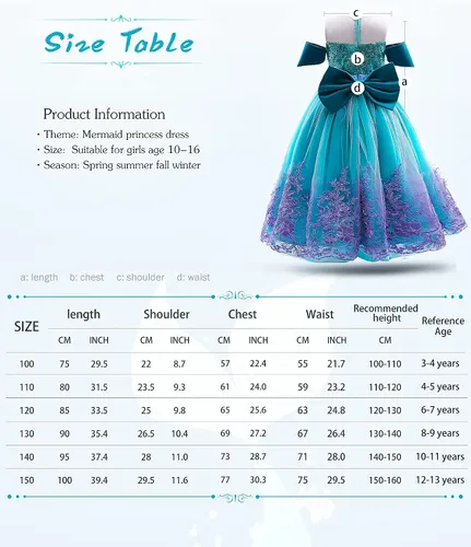 Vista 7 de keaiyouhuo Vestido de princesa sirena 3-13T para niñas, disfraz de cosplay, vestido de fiesta de cumpleaños + peluca roja
