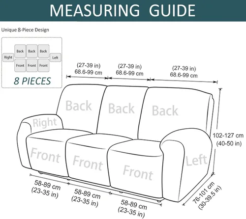 Vista 5 de Fundas reclinables, fundas elásticas de 3 plazas para sofá reclinable, fundas para sofá reclinable, fundas para sofá, fundas protectoras de muebles
