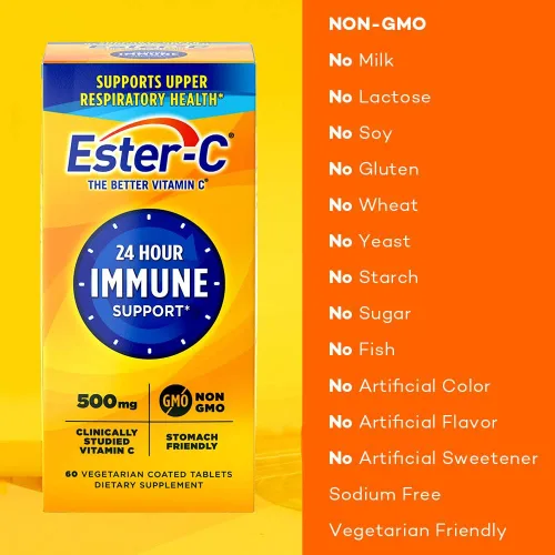 Vista 3 de Ester-C Vitamina C, tabletas de 500 mg, botellas de 60 unidades (paquete de 1)