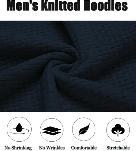 Vista 5 de COOFANDY Sudadera con capucha de punto para hombre, estilo hipster, casual, manga larga, suéter tipo polo ajustado