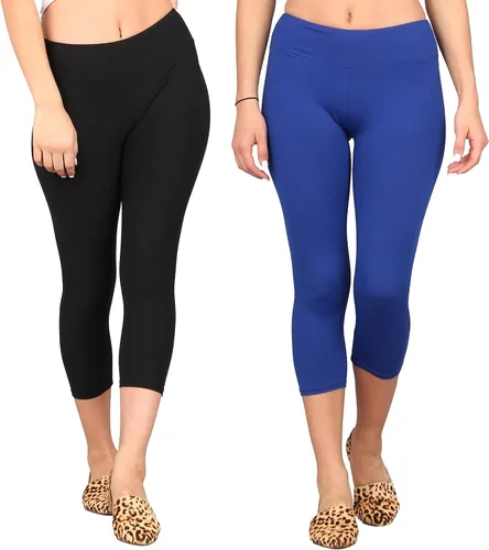 Vista 33 de Lildy - Leggings súper suaves lisas e impresas para mujer, elásticas sin transparencias Rayas negras y rojas/paquete de dos negras