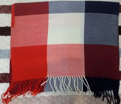 Vista 4 de Wander Agio bufanda larga y a la moda para mujer, diseño a cuadros, cálida, chal para invierno