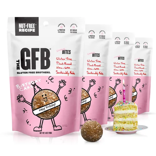 Vista 19 de The GFB Bocaditos de proteína aptos para alérgenos para pastel de cumpleaños, aperitivos sin gluten sin nueces, bolas de proteína a base de plantas