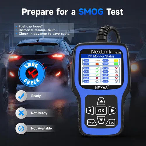 Vista 4 de NEXAS Escáner NL101 OBD2 con Probador de Batería - Lector de Códigos del Motor, Escáner de Diagnóstico Automotriz con Datos en Vivo, Freeze Frame