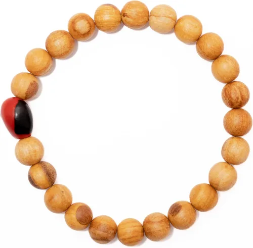 Vista 10 de Luna Sundara Pulsera Palo Santo y Huayruro hecha a mano en Perú altamente aromática y espiritualmente limpiadora