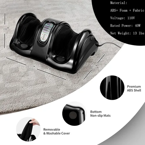 Vista 5 de WELLHUT Máquina masajeadora de pies Shiatsu, masajeador de pies y pantorrillas para tobillo, brazo de pierna de pantorrilla, rodillo de amasado Negro