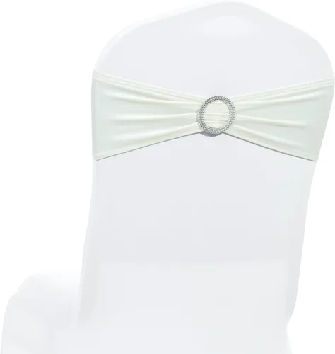 Vista 26 de MDS® Paquete de 10 bandas de elastano para silla con hebilla deslizante para decoración de bodas y eventos, bandas elásticas reutilizables