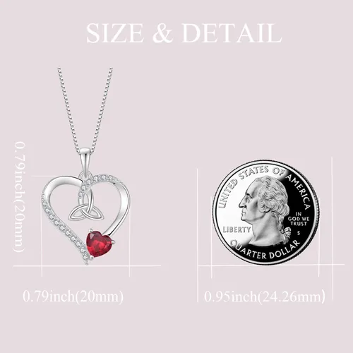 Vista 26 de Collar de corazón con nudo celta de plata de ley 925, collar con colgante para mujer, joyería de piedra natal