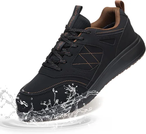 Vista 8 de Zapatos de trabajo antideslizantes para hombres, impermeables, resistentes al aceite, ligeros, duraderos, para cocina, restaurante, enfermería