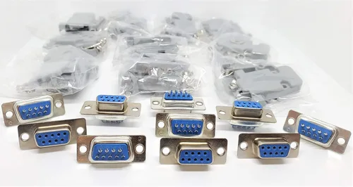 Vista 6 de Accesorios de PC – Connectors Pro 10 juegos de copa de soldadura DB9 hembra + capuchas de plástico, 9 pines D-Sub conector y capó, paquete de 20