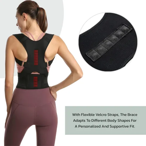 Vista 4 de Corrector de postura ajustable con terapia magnética, corrector de postura de espalda completa para mujeres y hombres - Soporte de espalda