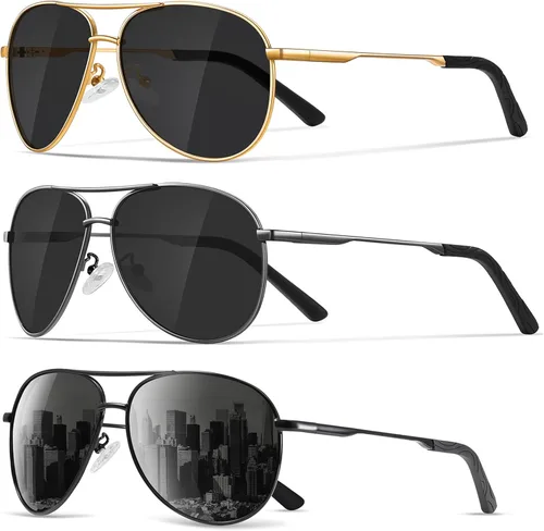 Vista 45 de Gafas de sol polarizadas aviador para hombre y mujer Marco A1-Negro Lente Gris