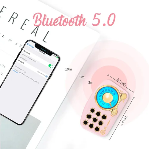 Vista 3 de Altavoz Bluetooth retro FM Radio vintage con volumen fuerte, fuerte mejora de graves, conexión inalámbrica Bluetooth 5.0, volumen fuerte, tarjeta TF