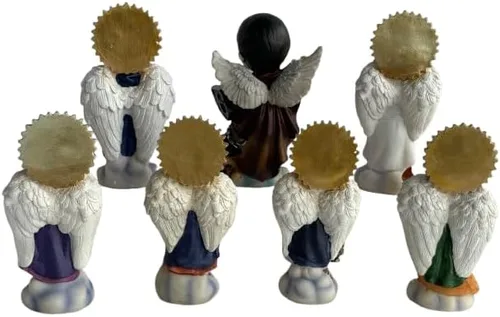 Vista 2 de Cannan Juego de 7 Arcángeles para niños de 5 pulgadas, 7 arquágelos, de resina, figuritas de resina de San Rafael, San Miguel, San Uriel, San