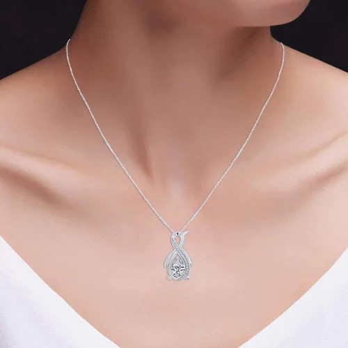 Vista 5 de Collar con colgante de pingüino de oro blanco de 14 quilates sobre plata de ley con cadena de 18.0in