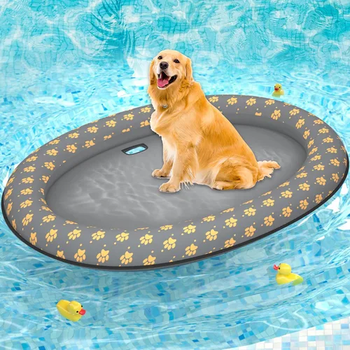 Vista 11 de Pet Soft Balsa flotante para perros – Flotador inflable de natación para perros para el verano (hueso azul)