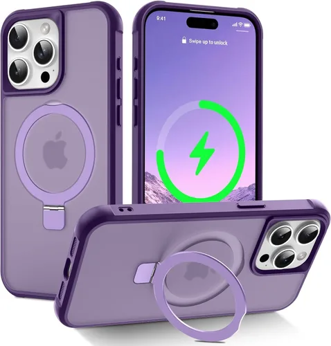 Vista 101 de CHAOFEnG Funda magnética compatible con iPhone 11 con soporte, prueba de caídas de grado militar, compatible con imán, anillo translúcido, parte