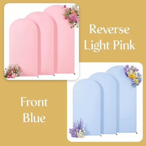 Vista 7 de Fundas de Fondo de Arco Rosa y Azul 6 Pies 5 Pies 4 Pies Fundas de Arco Elásticas Juego de 3, Funda de Arco para Revelación de Género Tela Ajustada