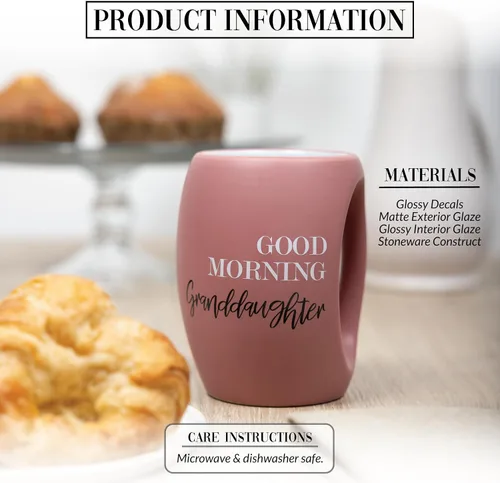 Vista 2 de Pavilion Gift Company - Good Morning Granddaughter - Taza de café rosa de 16 onzas, regalo de la abuela, abuelo, abuelos, regalo de larga distancia