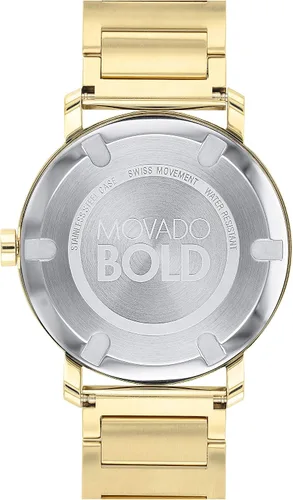 Vista 4 de Movado Bold Evolution - Caja de acero ionizado y pulsera de eslabones para hombre, oro amarillo