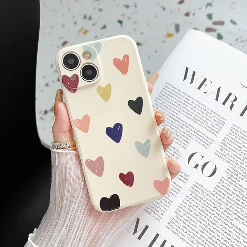 Vista 5 de Funda protectora para iPhone 12 para mujeres y niñas, diseño lindo de silicona suave, protección de cámara con forma de corazón, para iPhone 12