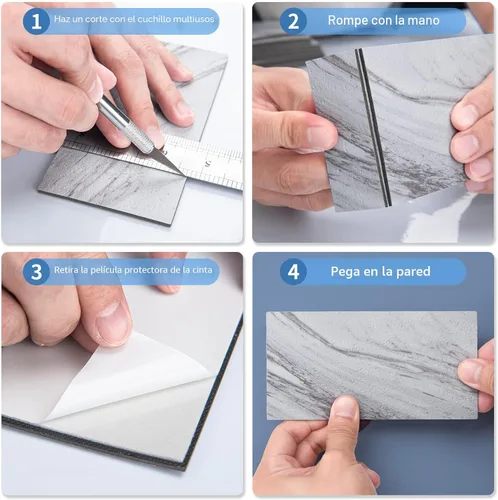 Vista 4 de Art3d Paquete de 102 protectores contra salpicaduras para despegar y pegar Granito blanco
