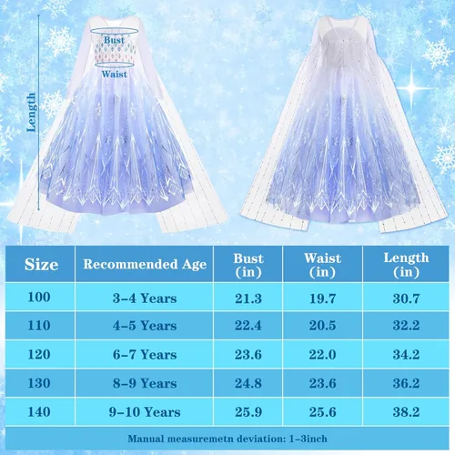 Vista 6 de Latocos Disfraz de Elsa de Frozen iluminado para niñas, ropa de princesa para niñas pequeñas, cumpleaños, Halloween, cosplay