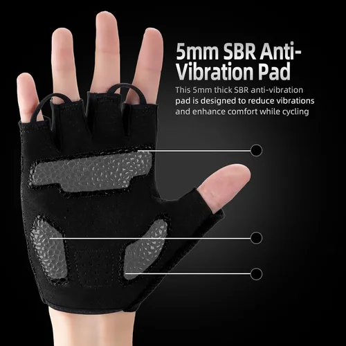 Vista 2 de Guantes de ciclismo para hombres y mujeres, guantes de bicicleta de medio dedo, para ciclismo, gimnasio, levantamiento de pesas, remo, motocicleta