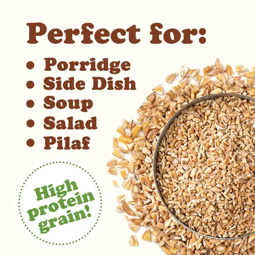 Vista 7 de Food to Live Farro orgánico de corte de acero italiano – Sin OMG, grano de trigo perlado agrietado, no irradiado, vegano, a granel. Fácil