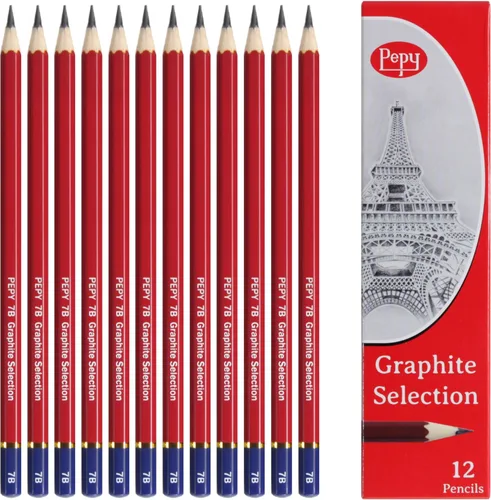 Vista 10 de Pepy Lápices de dibujo profesionales de grafito, juego de 12 lápices de plomo negros preafilados B; perfectos para dibujar, dibujar y sombrear