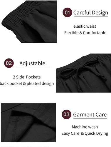 Vista 5 de COOFANDY Conjunto de 2 piezas de lino para hombre, camiseta Henley de manga corta y pantalones cortos de verano para la playa y yoga, Negro
