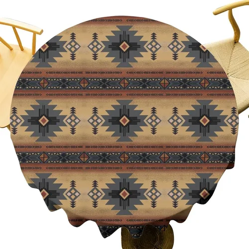 Vista 71 de Mantel azteca suroeste, diseño étnico tribal geométrico, estilo vintage, bohemio, elegante, lavable, para comedor, cocina, granja, fiesta