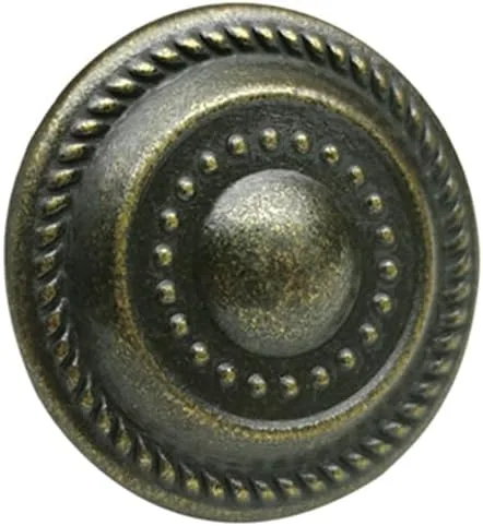 Vista 3 de Pomo de cajón negro antiguo de un solo agujero, disco antiguo americano, accesorios de gabinete de aleación de zinc para tiradores de cocina y baño