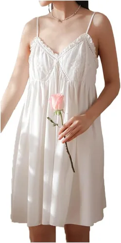 Vista 10 de Sharebeauty Camisón de algodón estilo princesa victoriana para mujer, ropa de dormir vintage