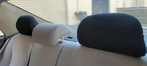 Vista 3 de Yupbizauto 4 fundas universales para reposacabezas de automóviles, camiones y DVD, para televisor, color sólido, de poliéster, con respaldo de Negro